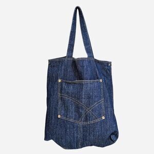 y2k western boho denim tote market bag with front pocket